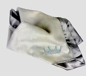 Baby Aspen Little Prince Crown Security Lovey White Silver Satin Trim NWOT